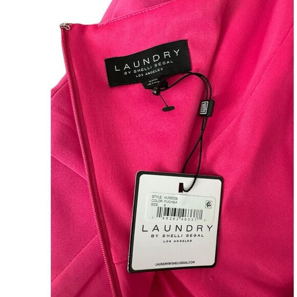 NWT Laundry by Shelli Segal HU05D09 - Ruffled Hem Long Fuschia Dress - Picture 7 of 15